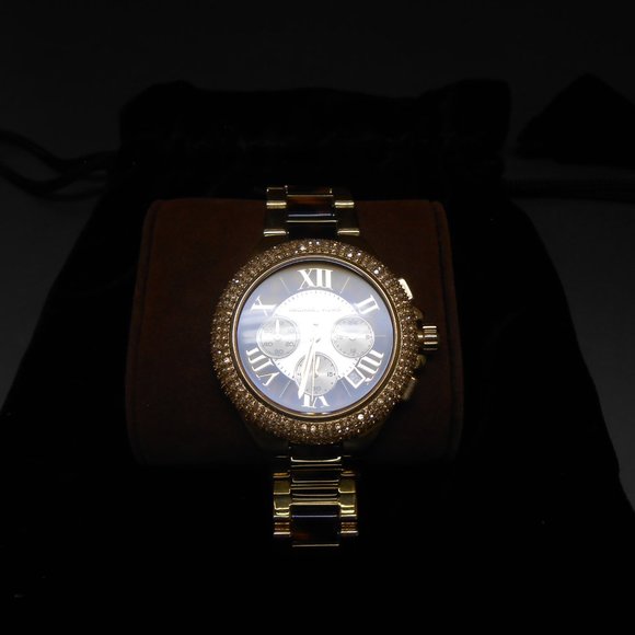 MICHAEL KORS Oversized Camille Pavé Gold-Tone and Tortoiseshell Acetate Watch main image 6